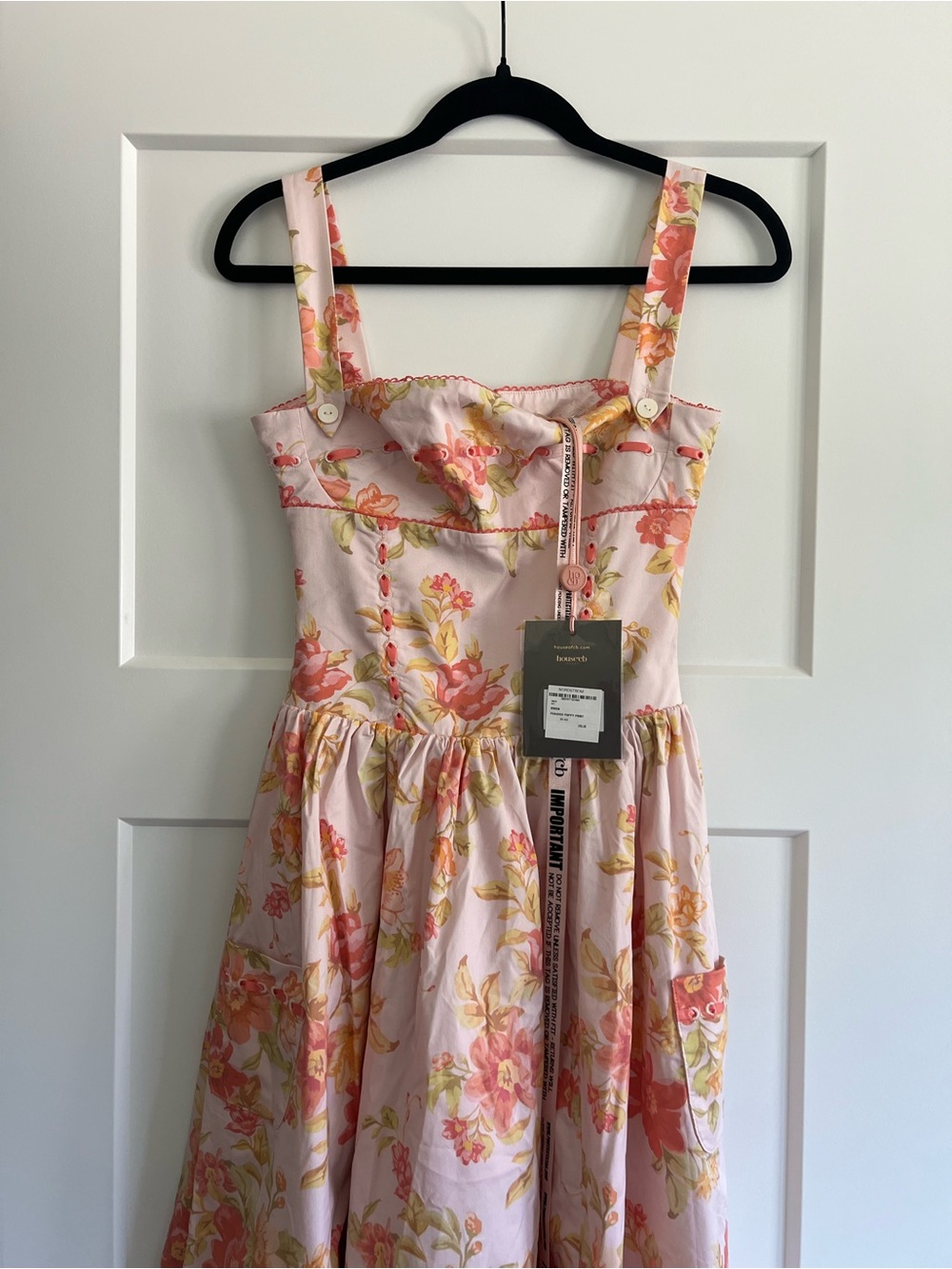 House of CB Vivien Peach Poppy Print Cotton Midi Sundress